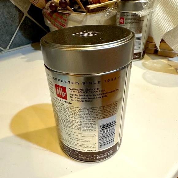 ILLY ITALIAN ESPRESSO GROUND COFFEE CAN TIN AIR TIGHT LID COLLECTIBLE STORAGE 5” - Picture 12 of 16